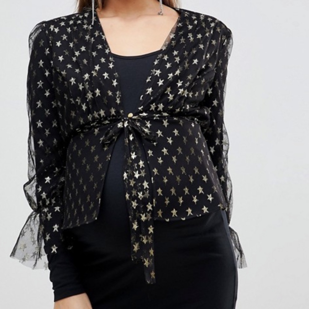 maternity Ruffle Tea Blouse/ Jacket